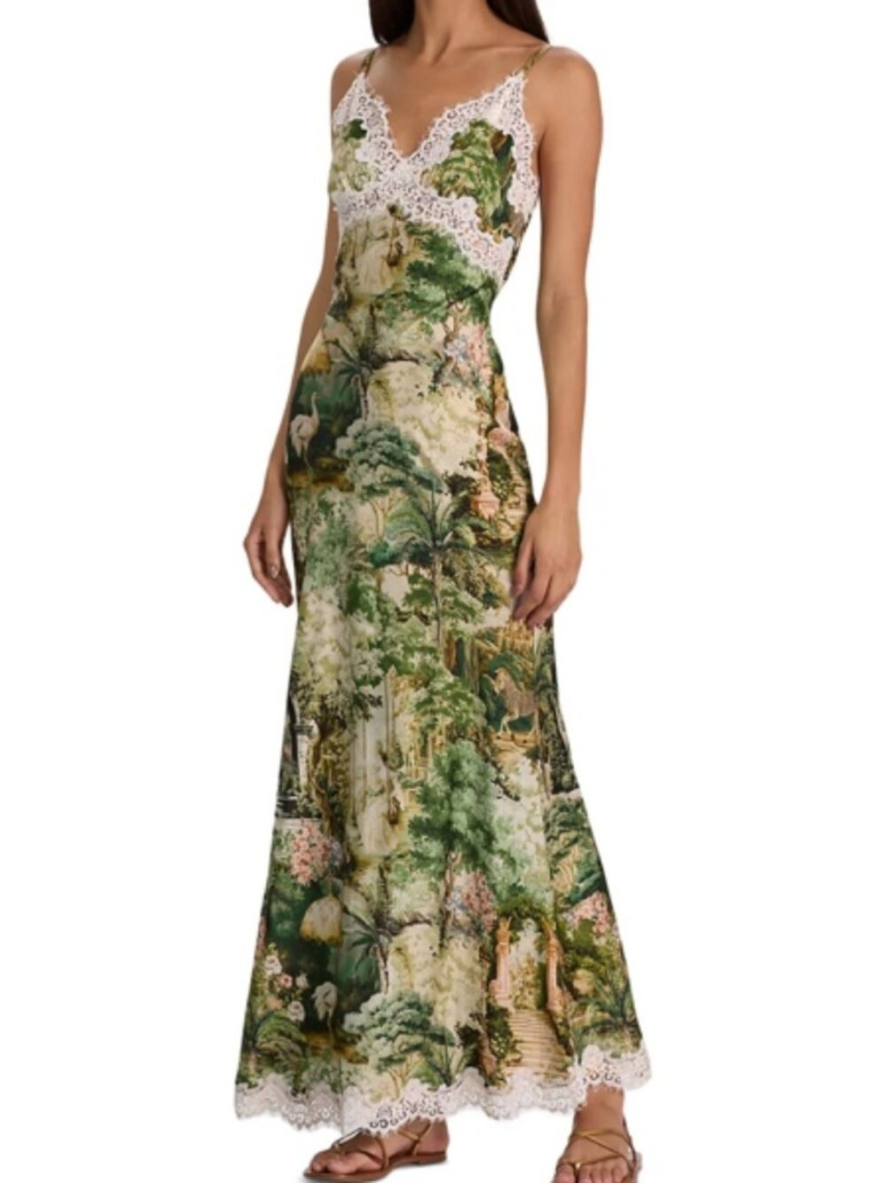 Alice and Olivia Julietta Lace Trim Midi Slip Dress